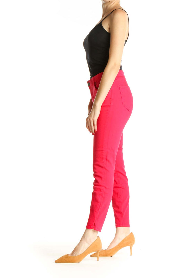 Pink Printed Casual Pants