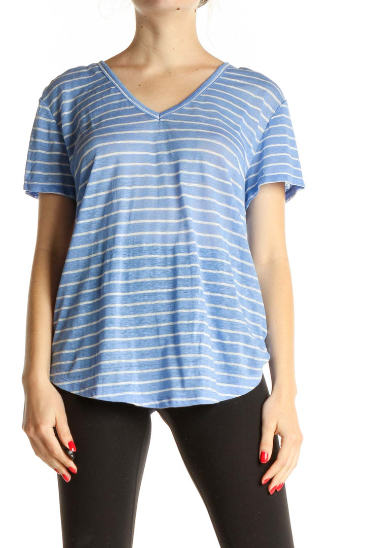 Blue Striped All Day Wear T-Shirt