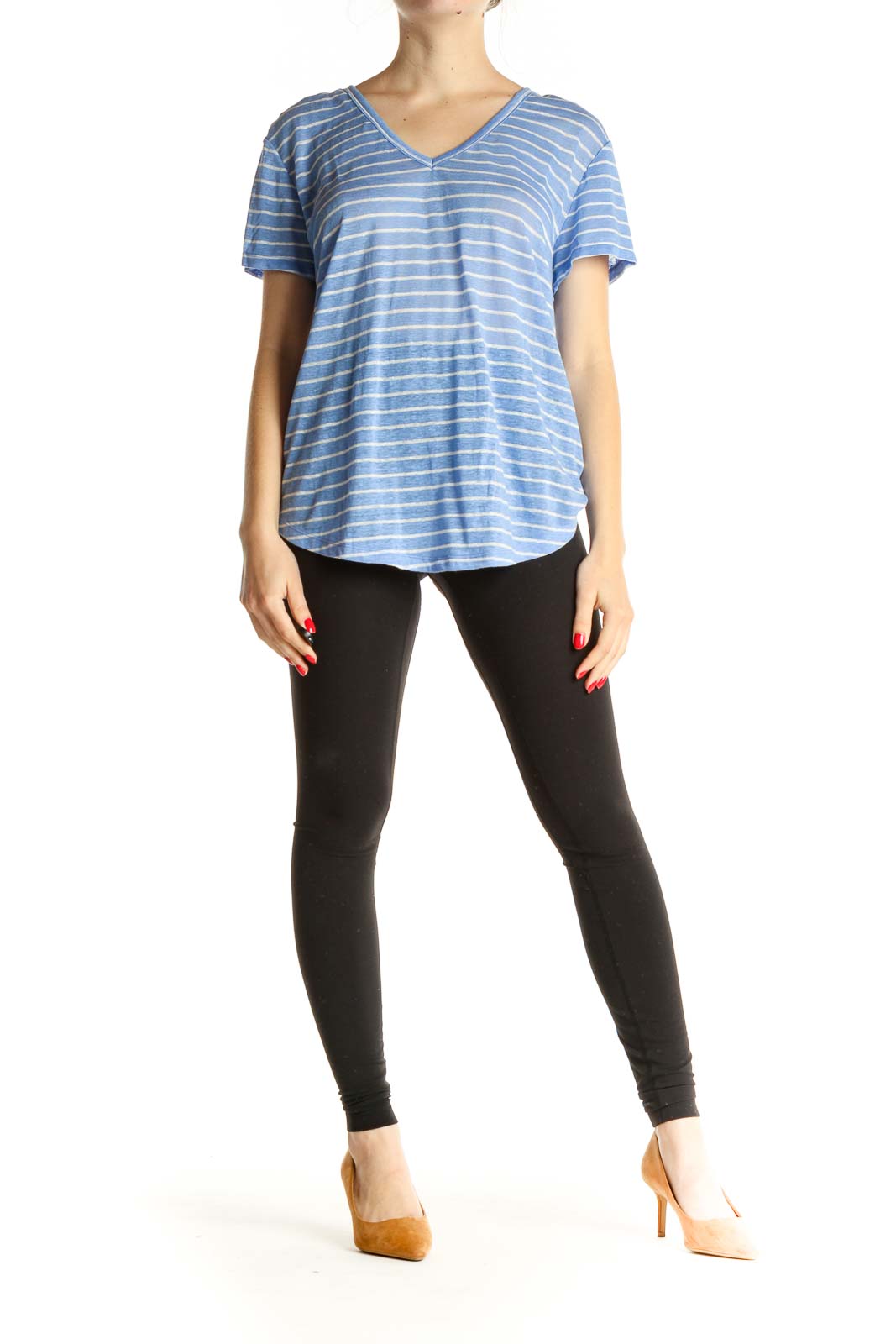 Blue Striped All Day Wear T-Shirt