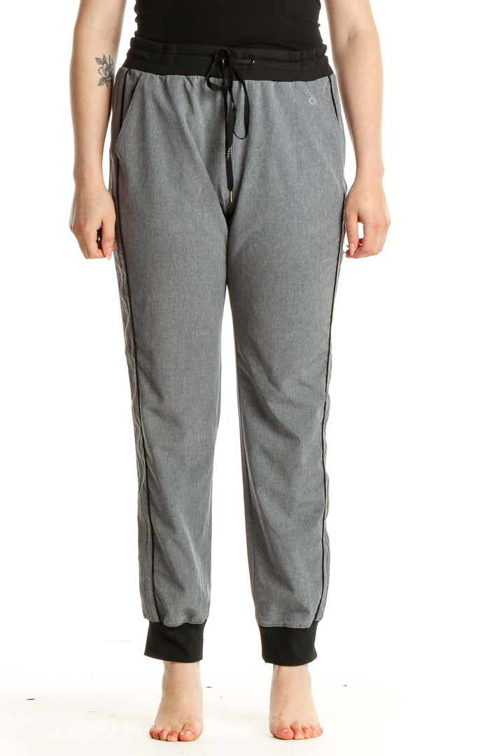 Gray Textured Casual Sweatpants