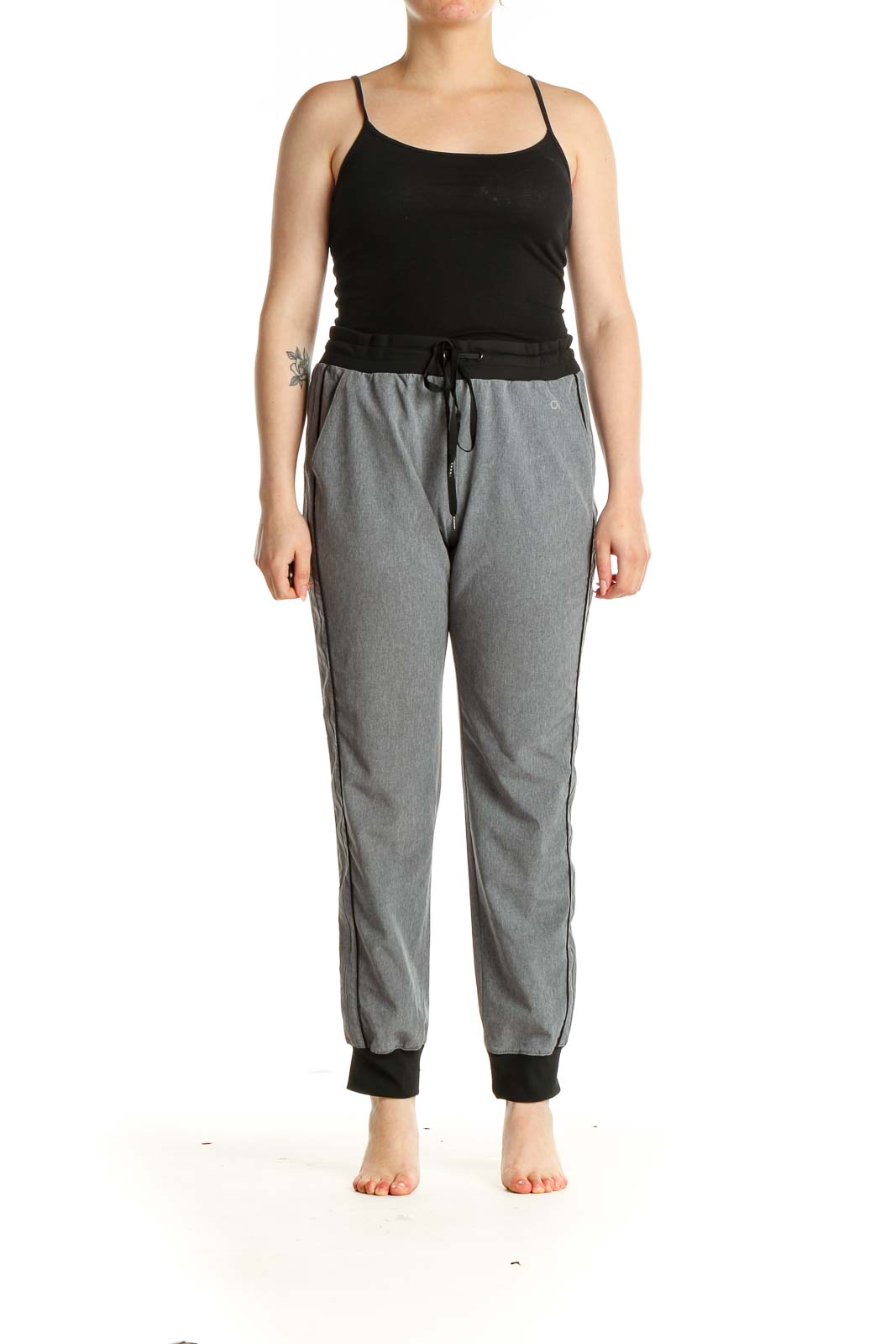 Gray Textured Casual Sweatpants