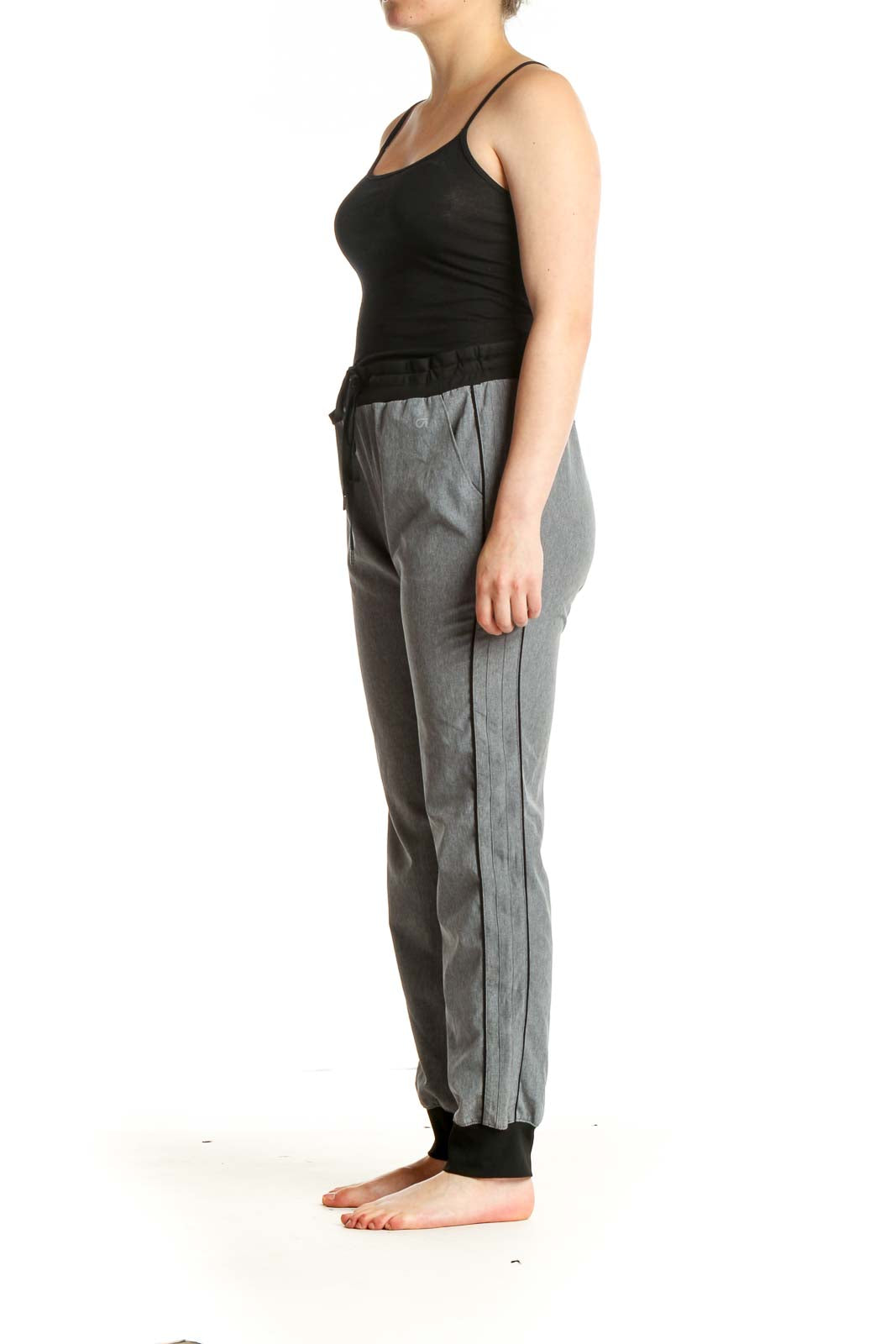 Gray Textured Casual Sweatpants