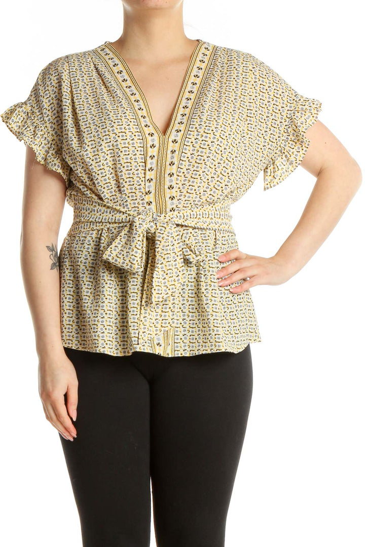 Beige Printed Bohemian Blouse