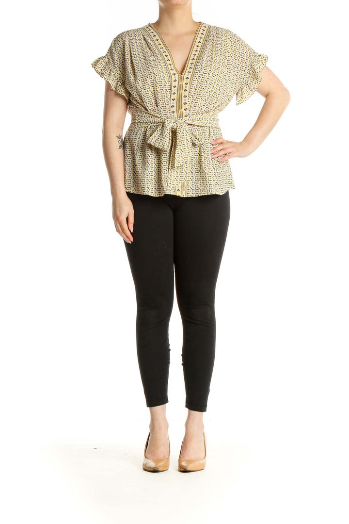 Beige Printed Bohemian Blouse