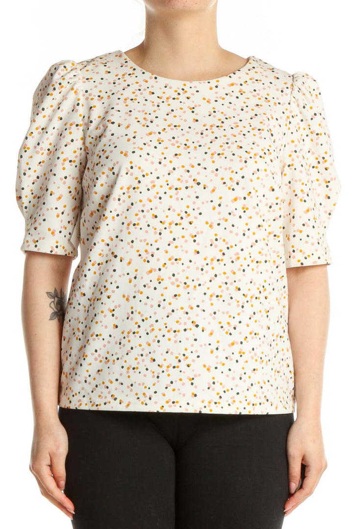 White Polka Dot Casual T-Shirt