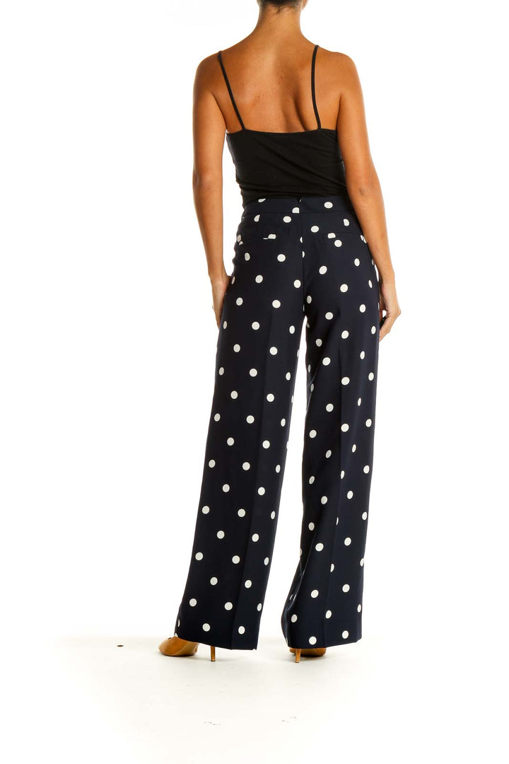 Blue Polka Dot Wide-Leg Trousers