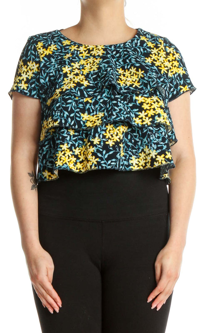 Blue Floral Print All Day Wear Blouse