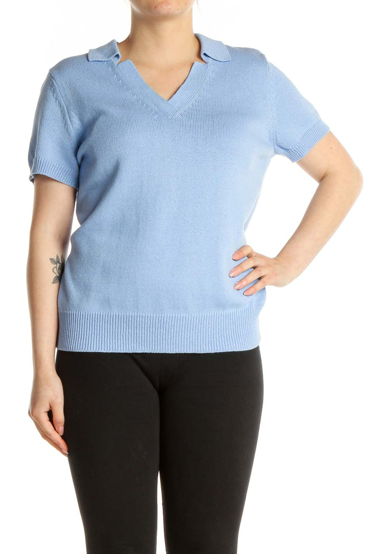 Blue Solid All Day Wear Sweater