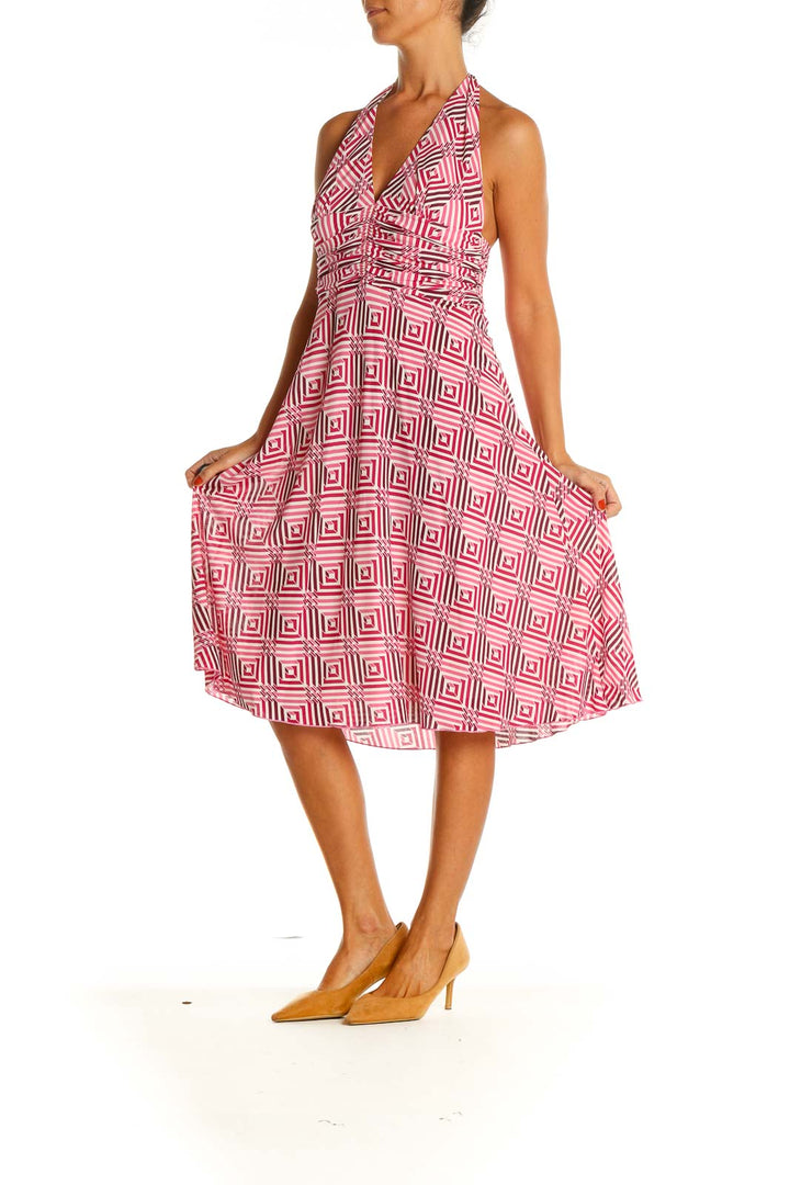 Pink Printed Bohemian Fit & Flare Dress