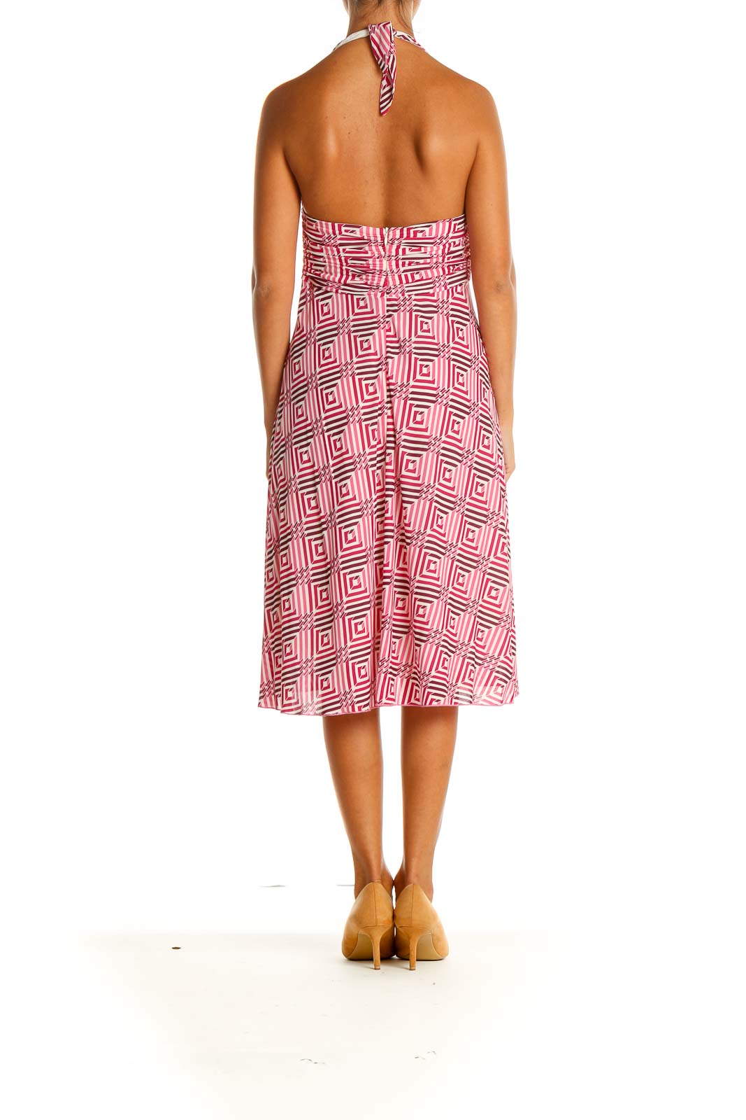 Pink Printed Bohemian Fit & Flare Dress