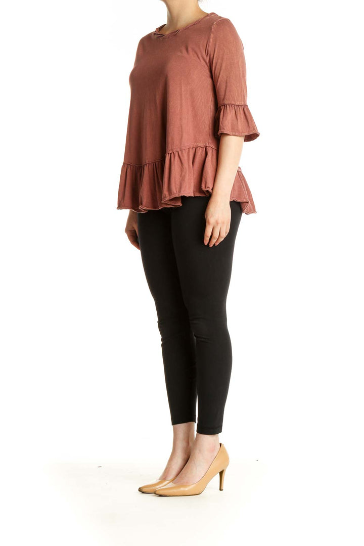 Brown Solid Bohemian Blouse