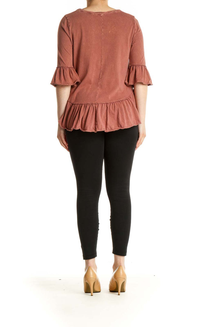 Brown Solid Bohemian Blouse