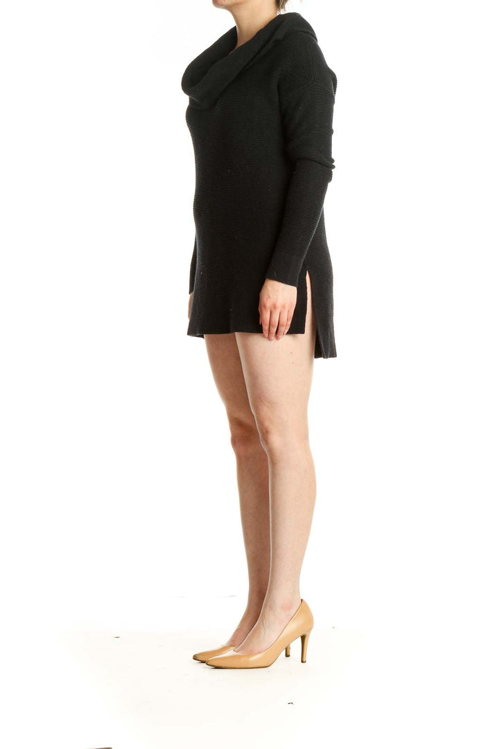 Black Solid Day Sheath Dress