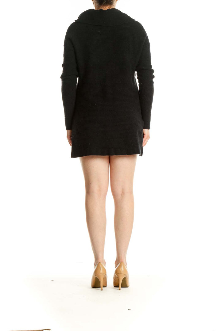 Black Solid Day Sheath Dress