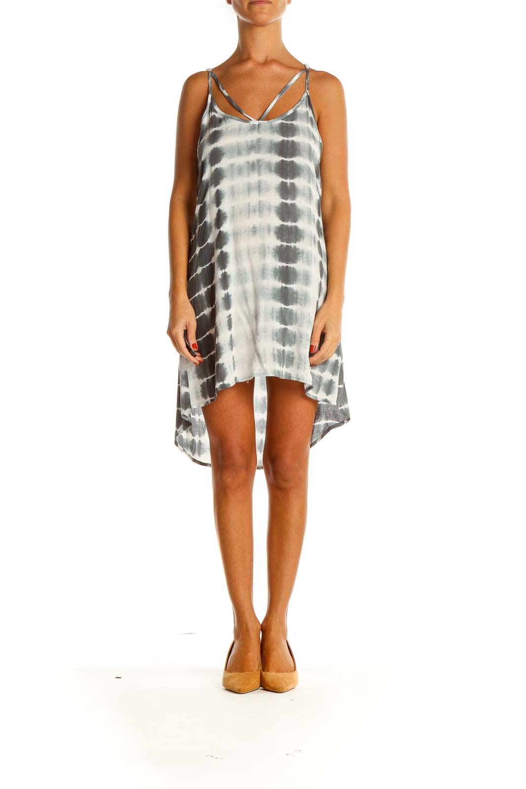 Gray Tie And Dye Holiday Shift Dress