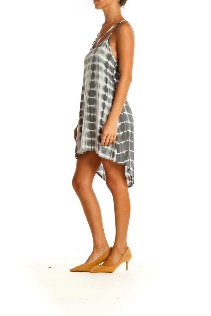 Gray Tie And Dye Holiday Shift Dress