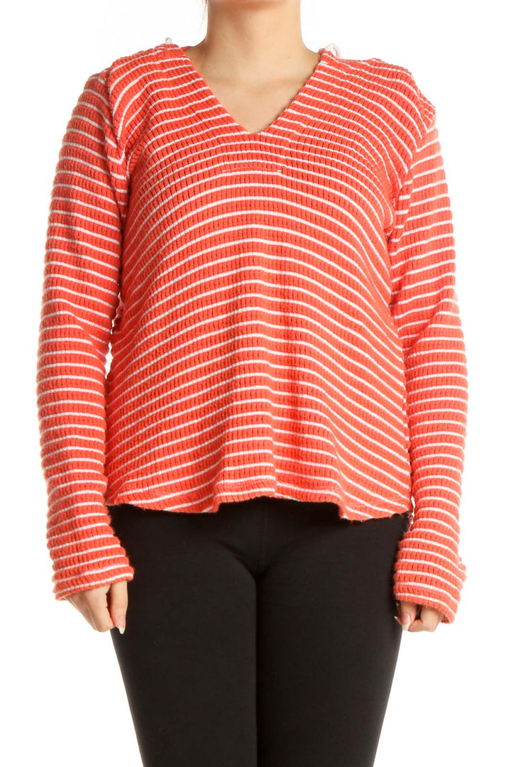 Orange Striped All Day Wear Sweater