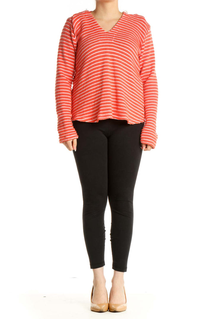 Orange Striped All Day Wear Sweater