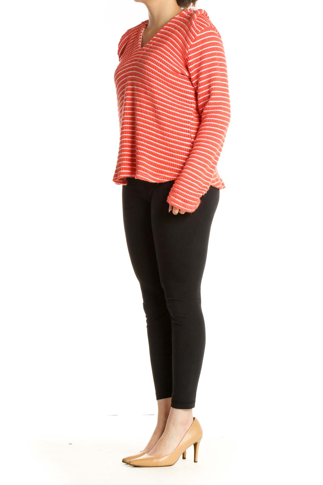 Orange Striped All Day Wear Sweater