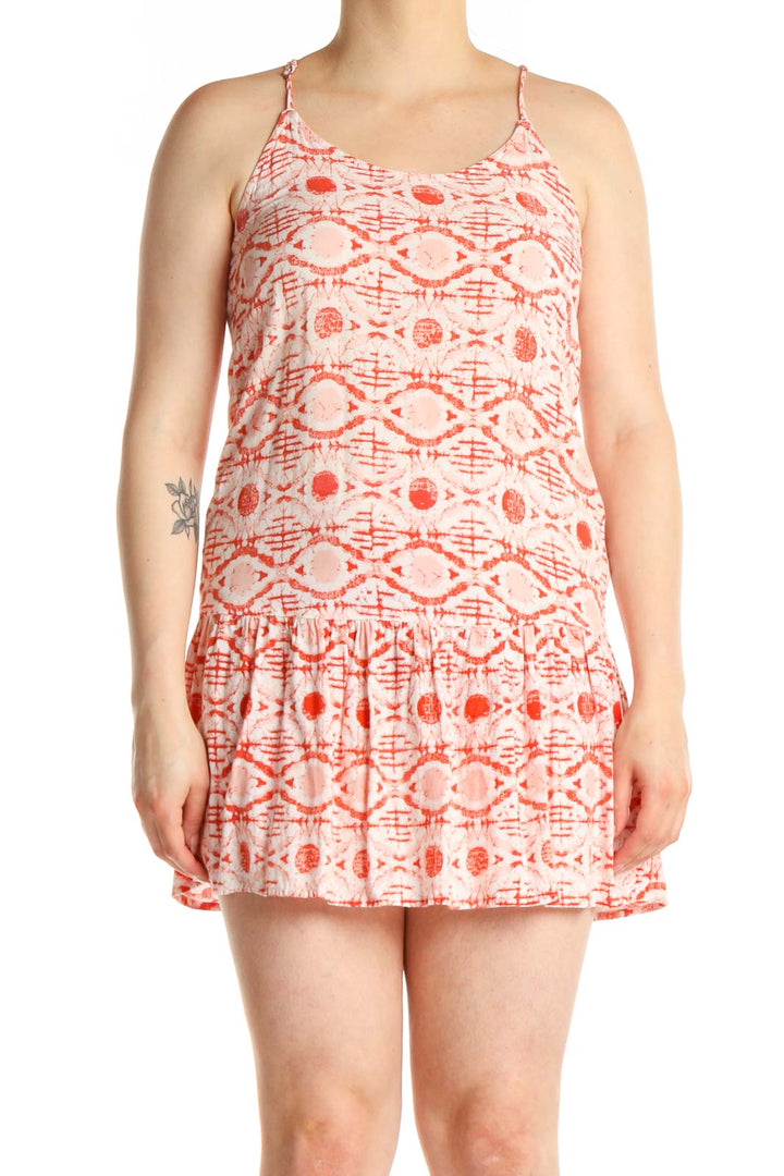 Pink Geometric Print Bohemian A-Line Dress