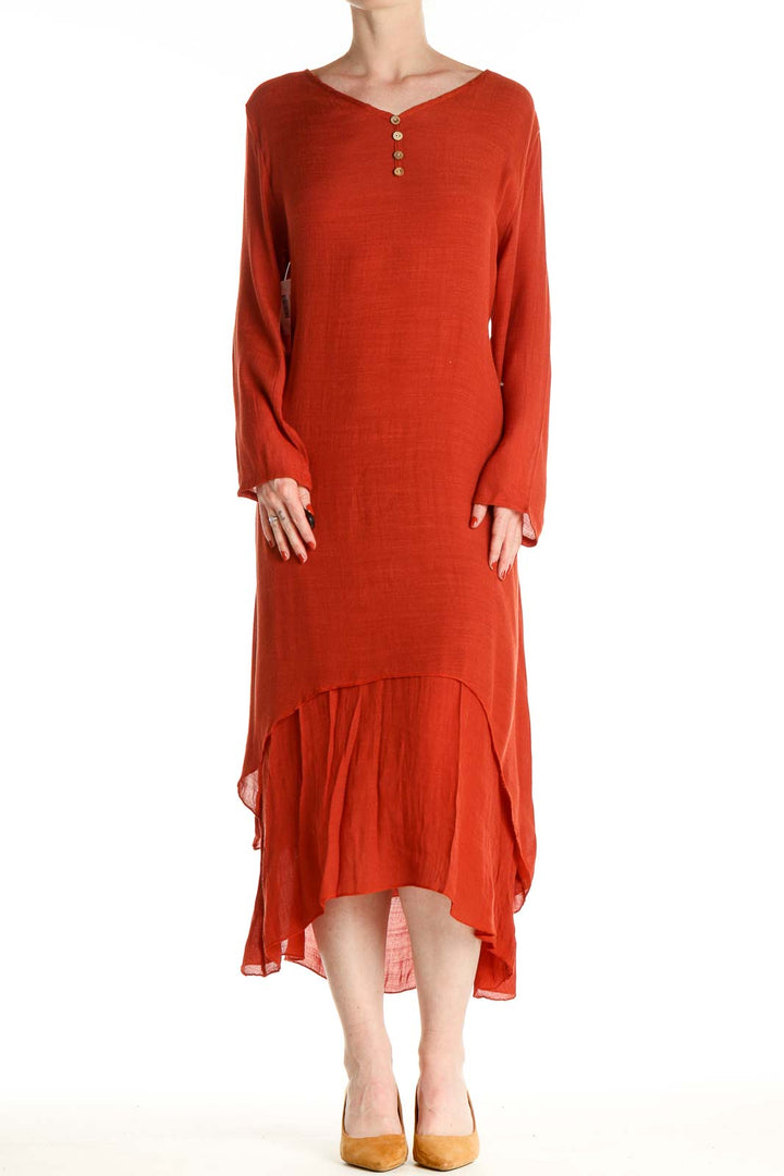 Red Solid Day Dress