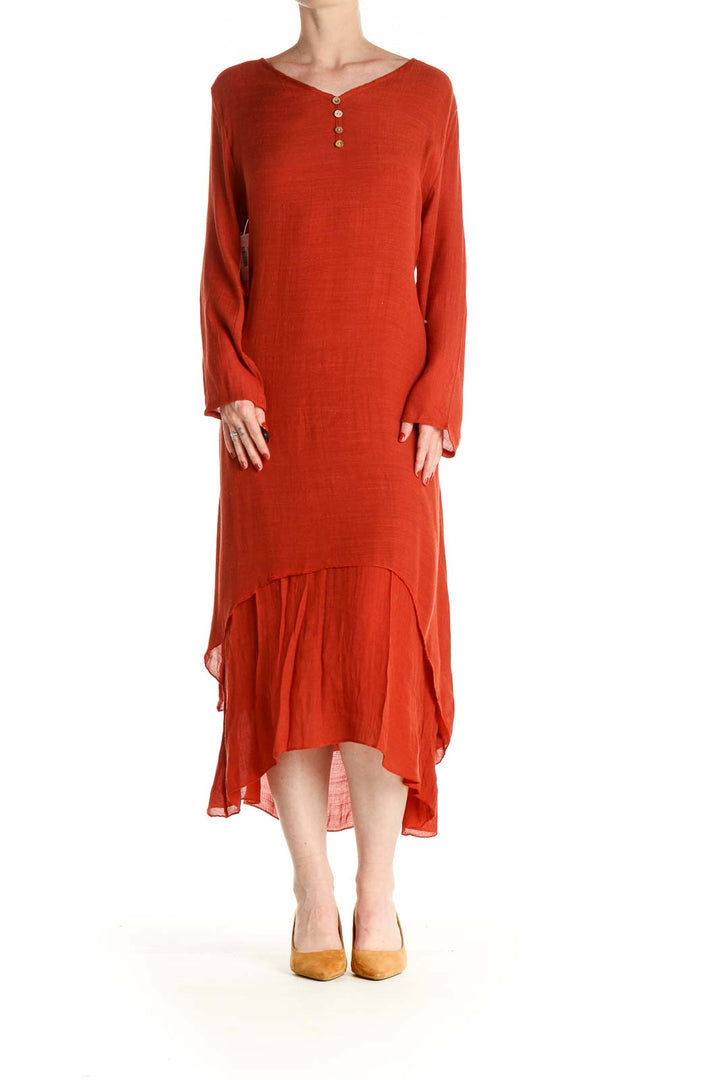 Red Solid Day Dress