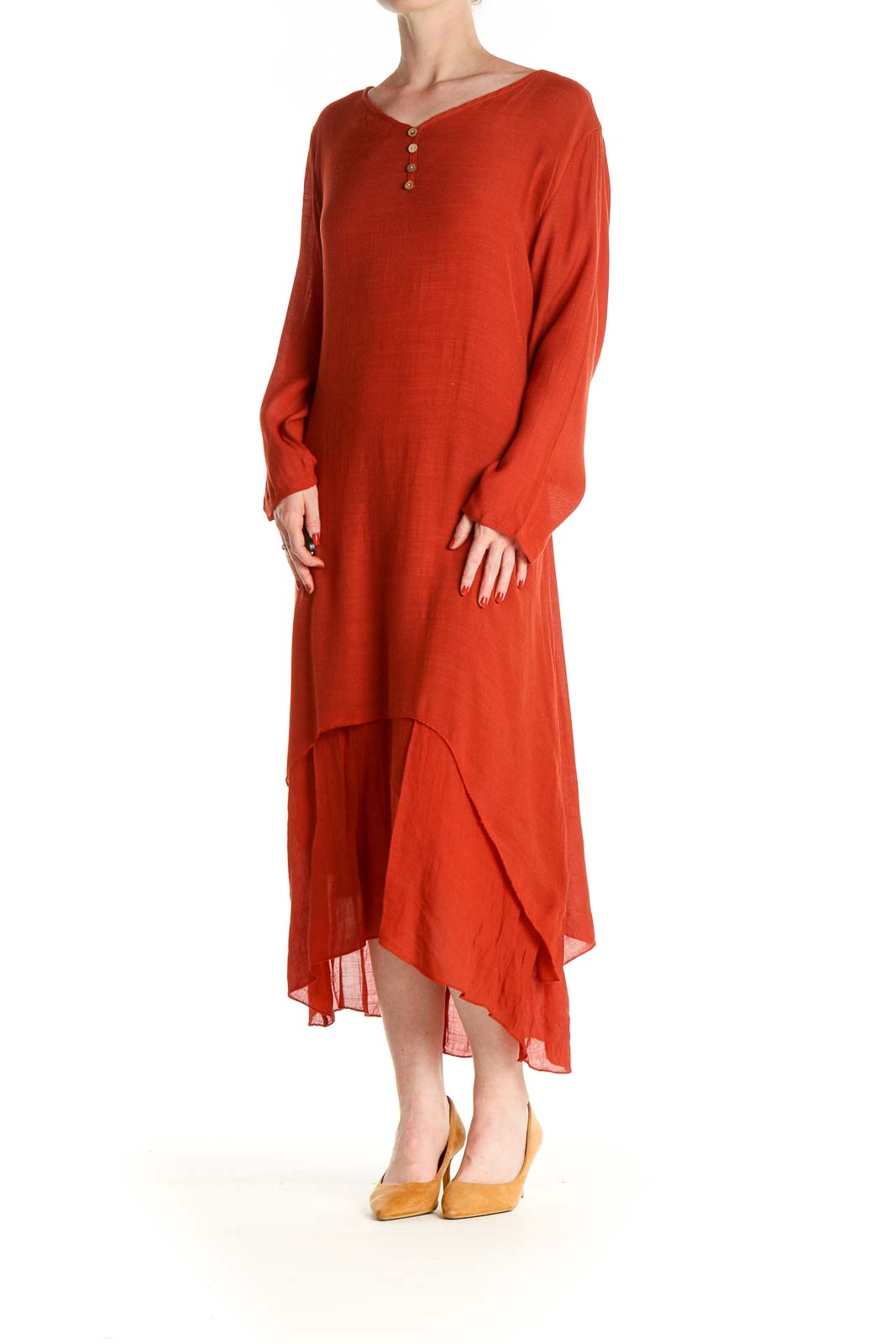 Red Solid Day Dress