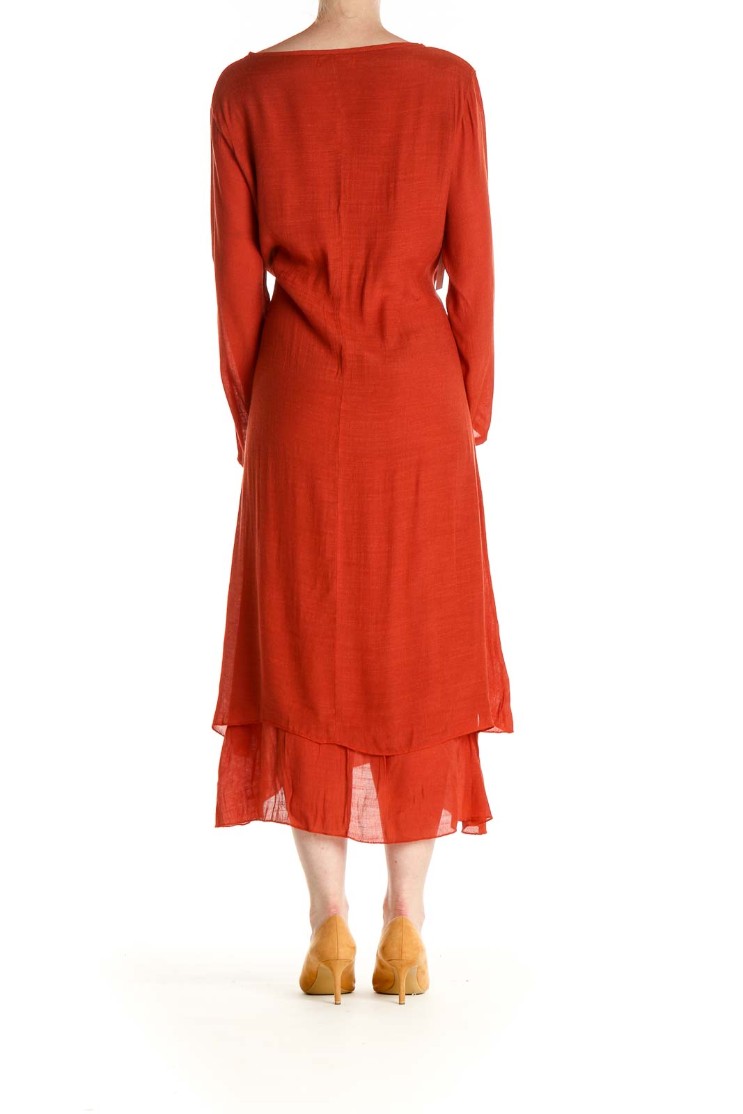 Red Solid Day Dress