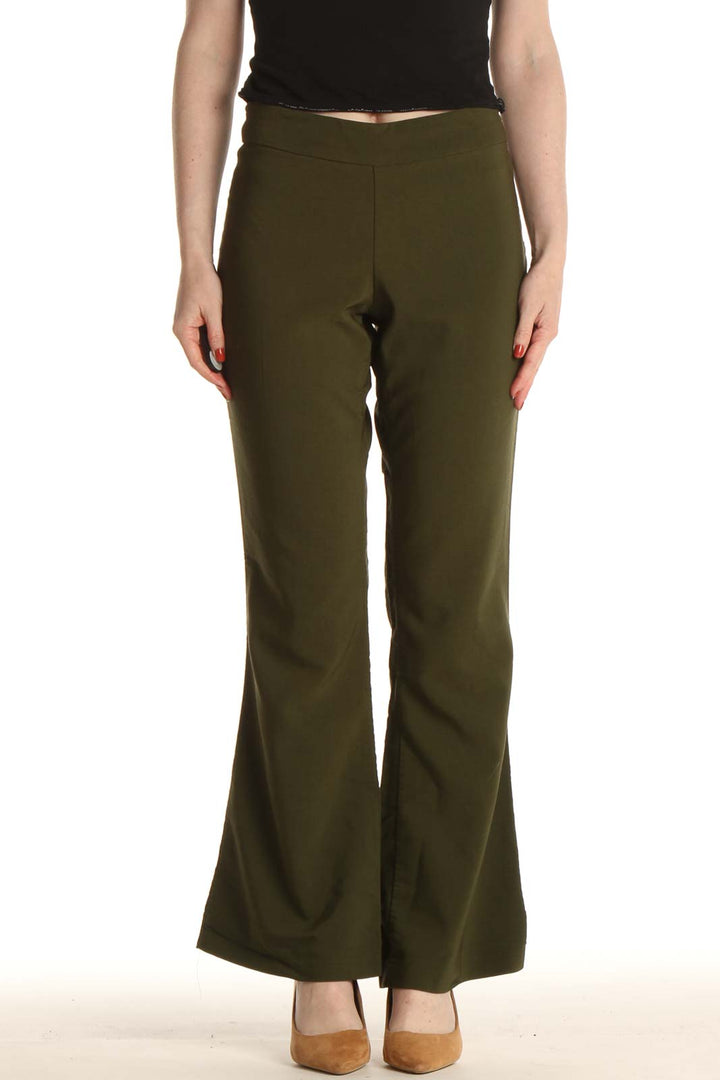 Green Solid All Day Wear Trousers