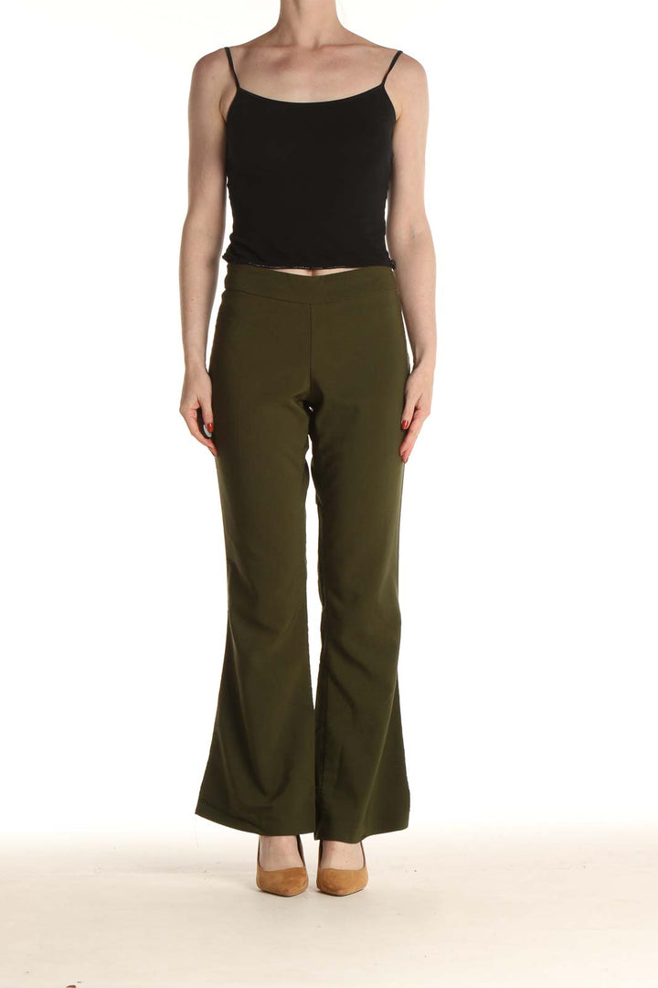 Green Solid All Day Wear Trousers