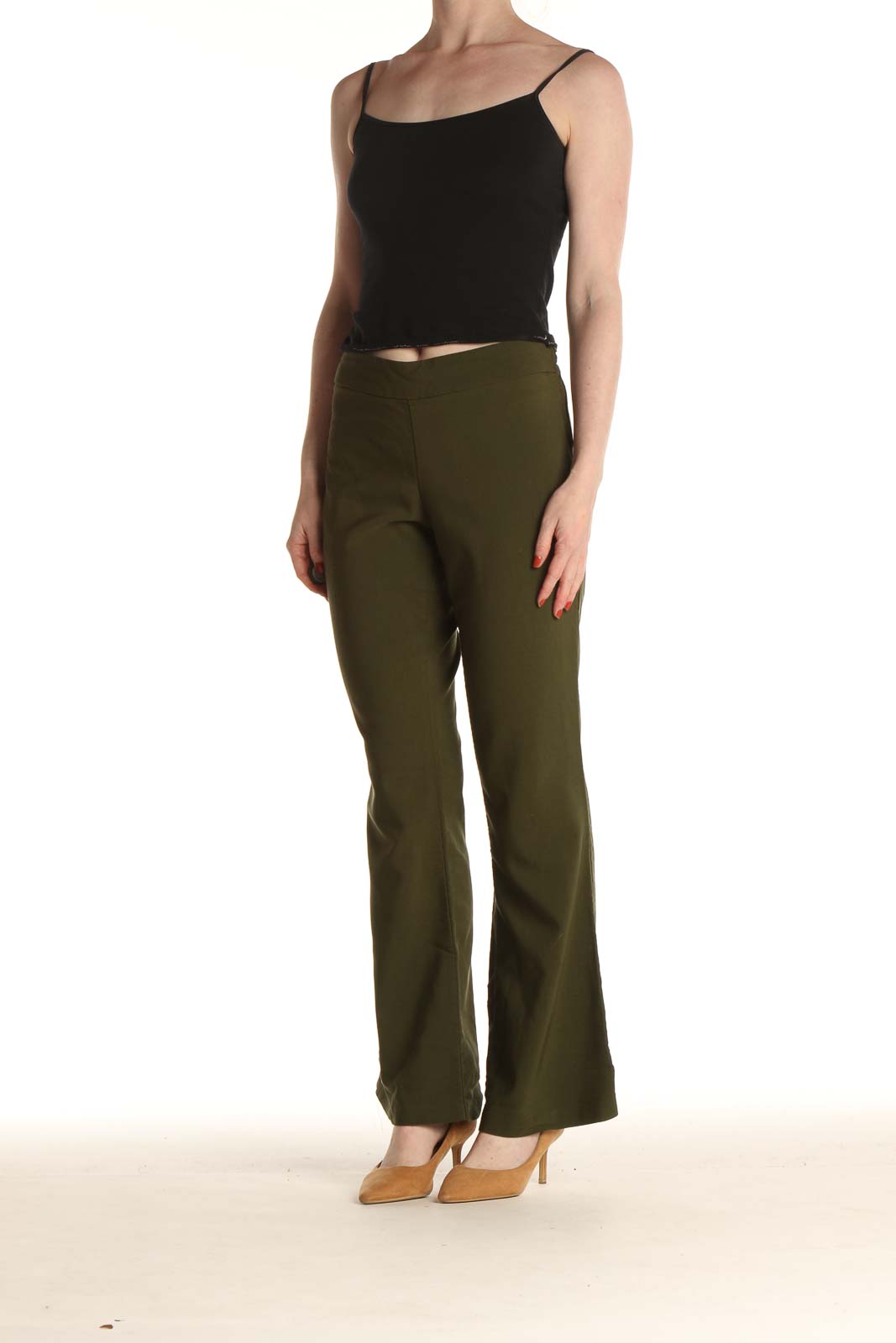 Green Solid All Day Wear Trousers