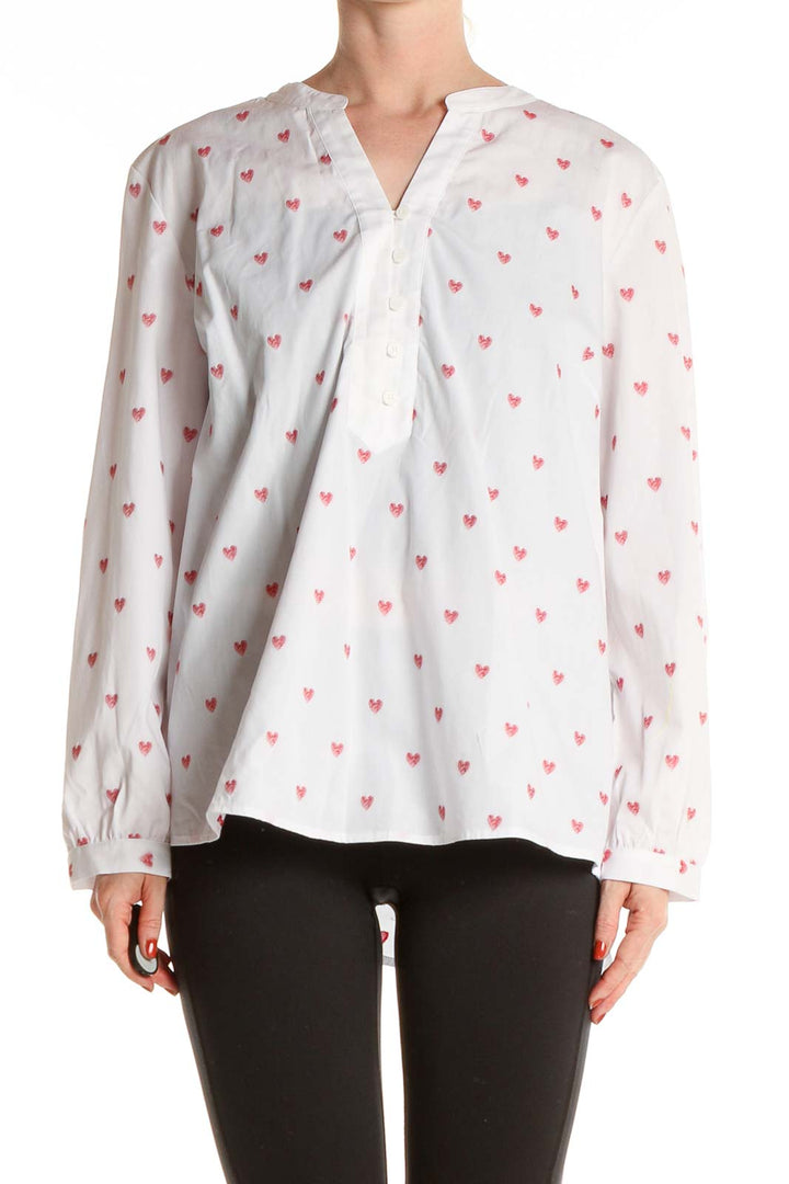 White Polka Dot Heart All Day Wear Blouse