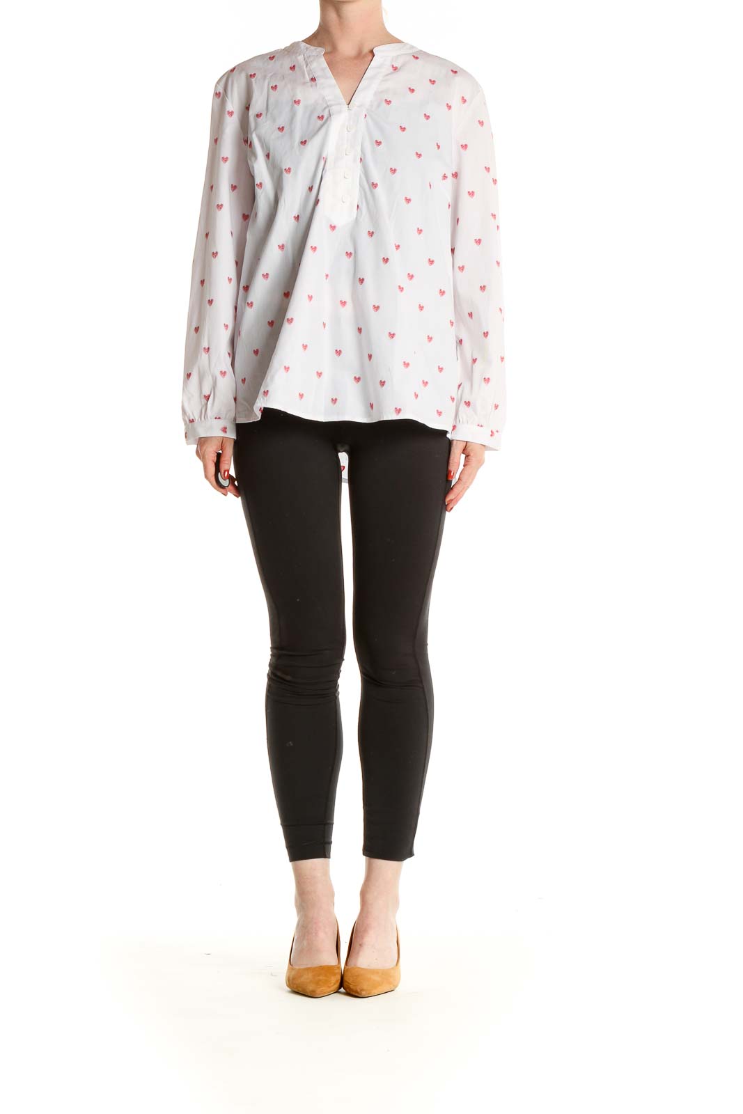 White Polka Dot Heart All Day Wear Blouse