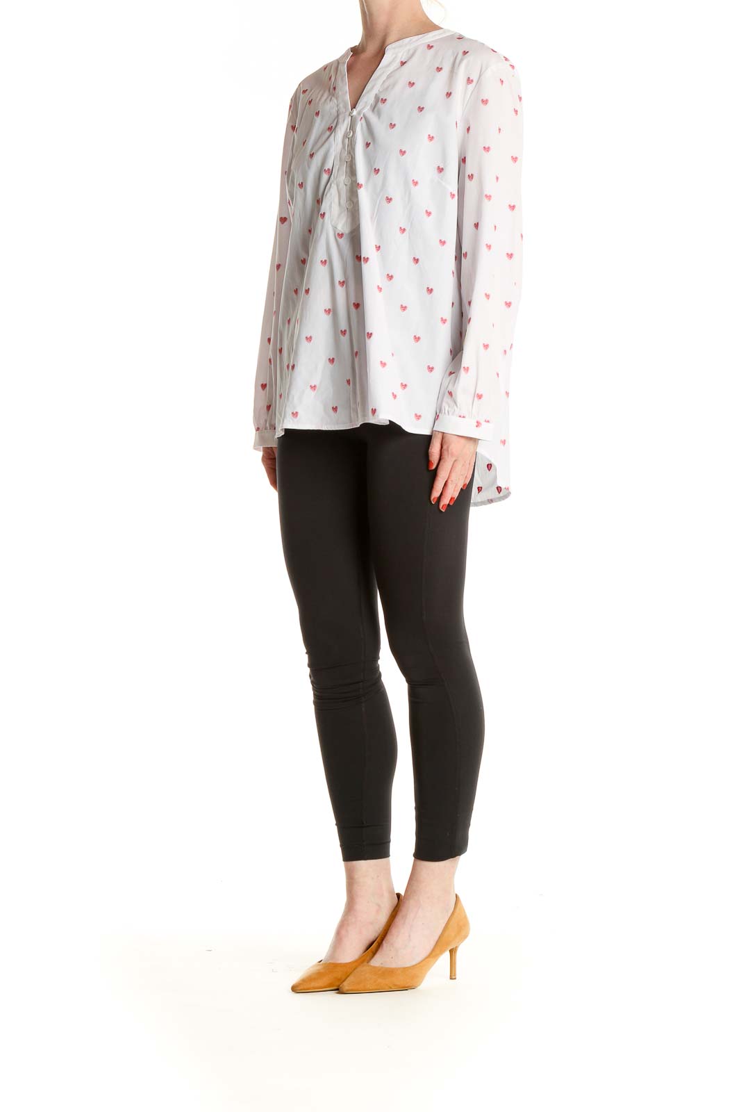 White Polka Dot Heart All Day Wear Blouse