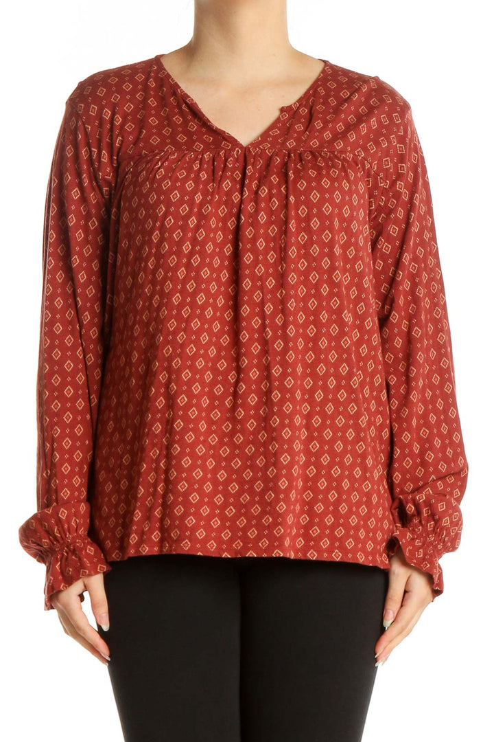 Red Printed Bohemian Blouse