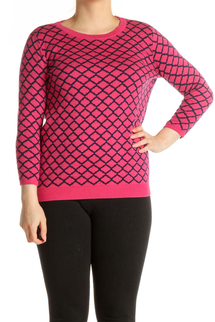 Pink Geometric Print All Day Wear Sweater