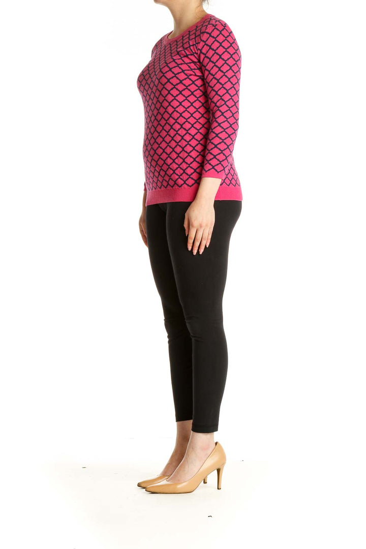 Pink Geometric Print All Day Wear Sweater