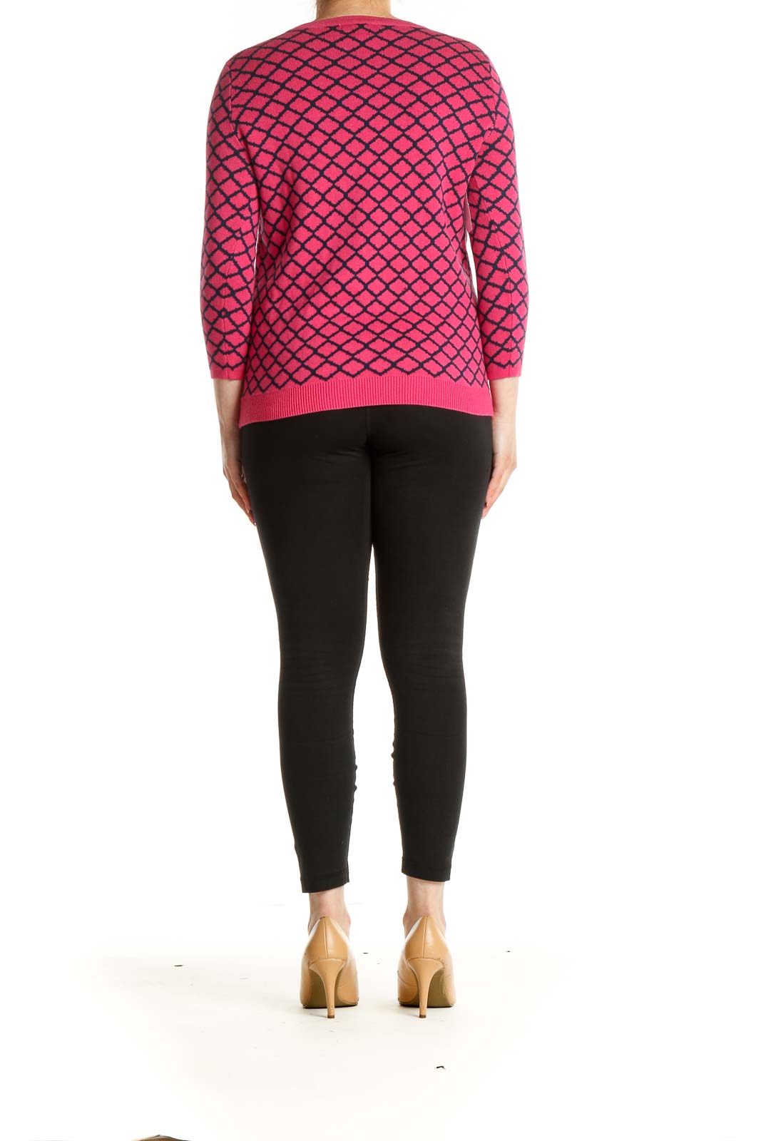 Pink Geometric Print All Day Wear Sweater