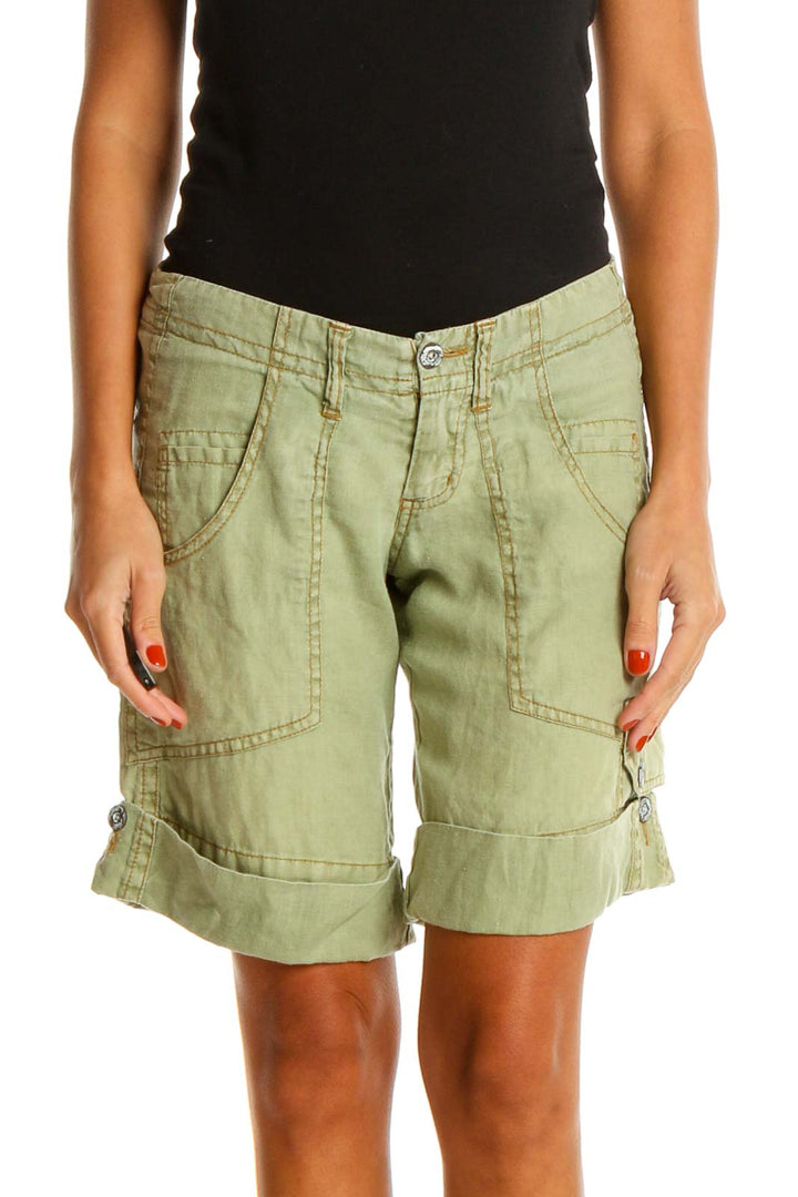 Green Casual Shorts