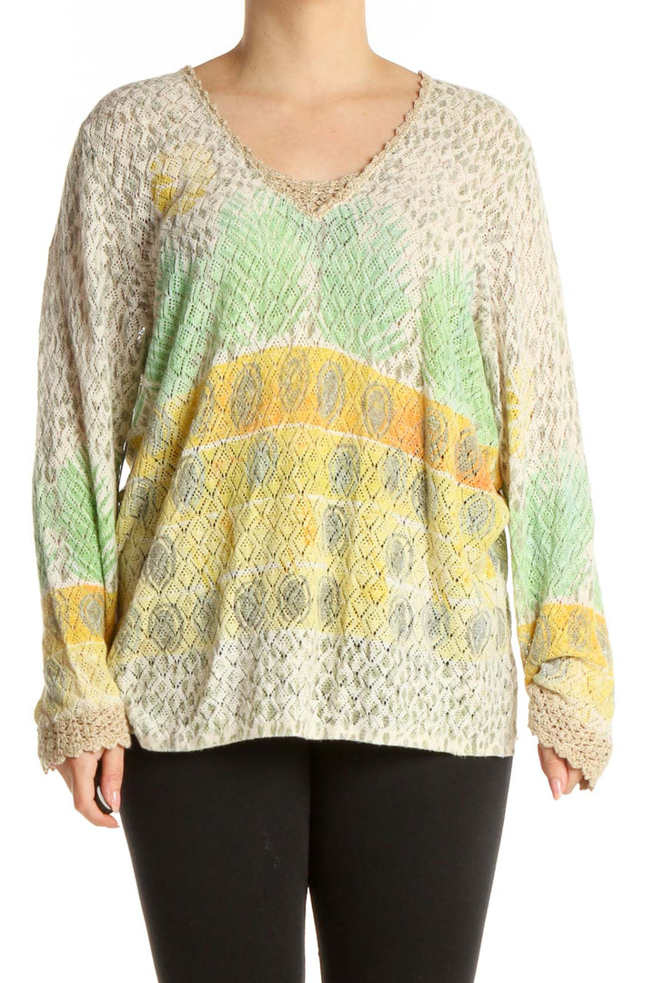 Green Textured Retro Blouse