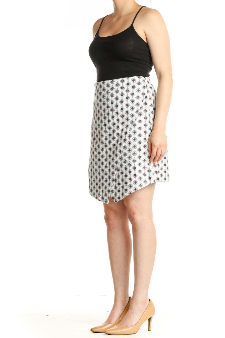 White Printed Chic A-Line Skirt