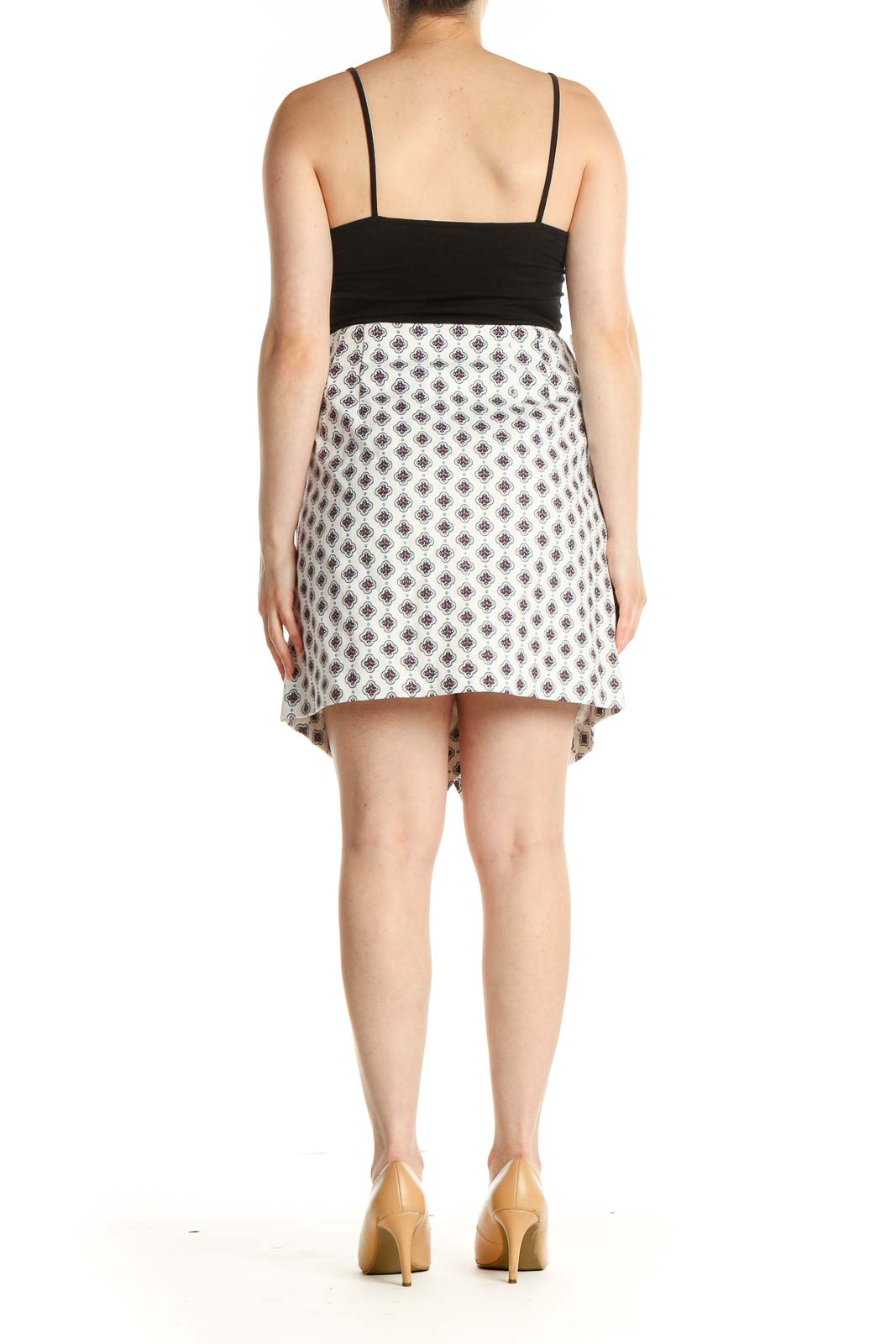 White Printed Chic A-Line Skirt