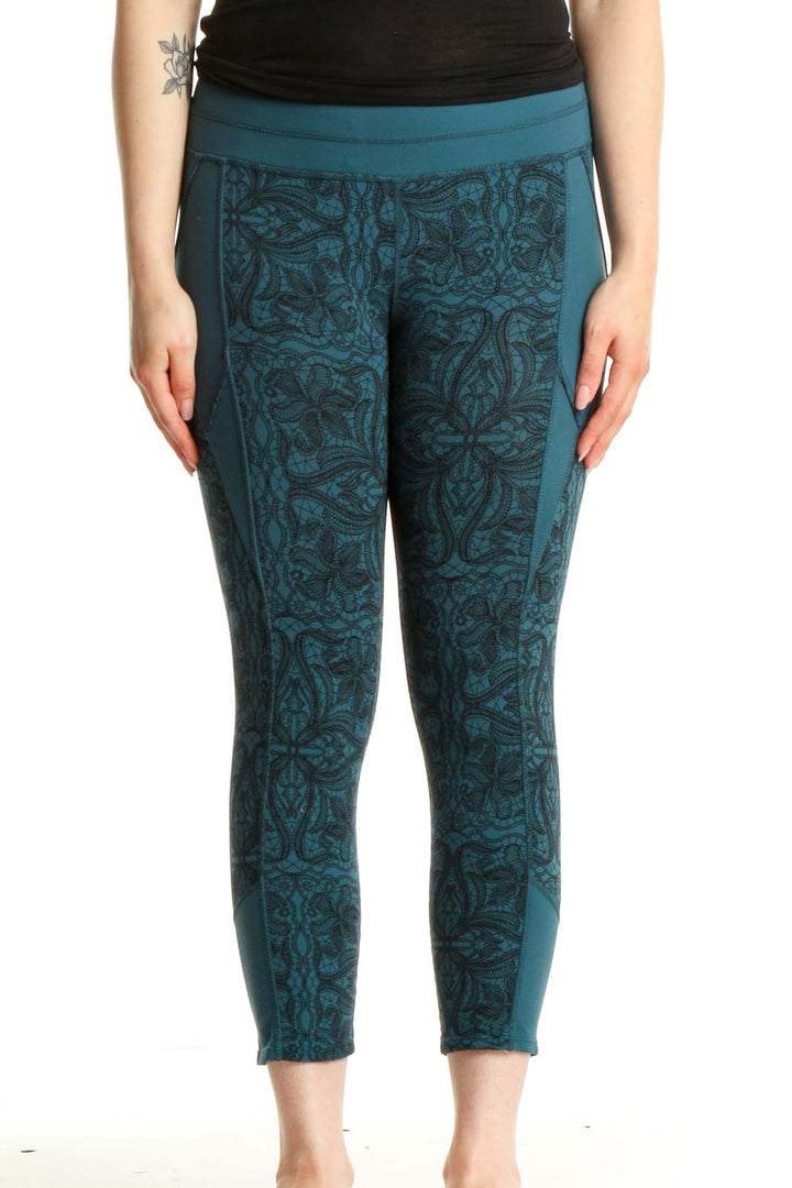 Blue Printed Activewear Leggings