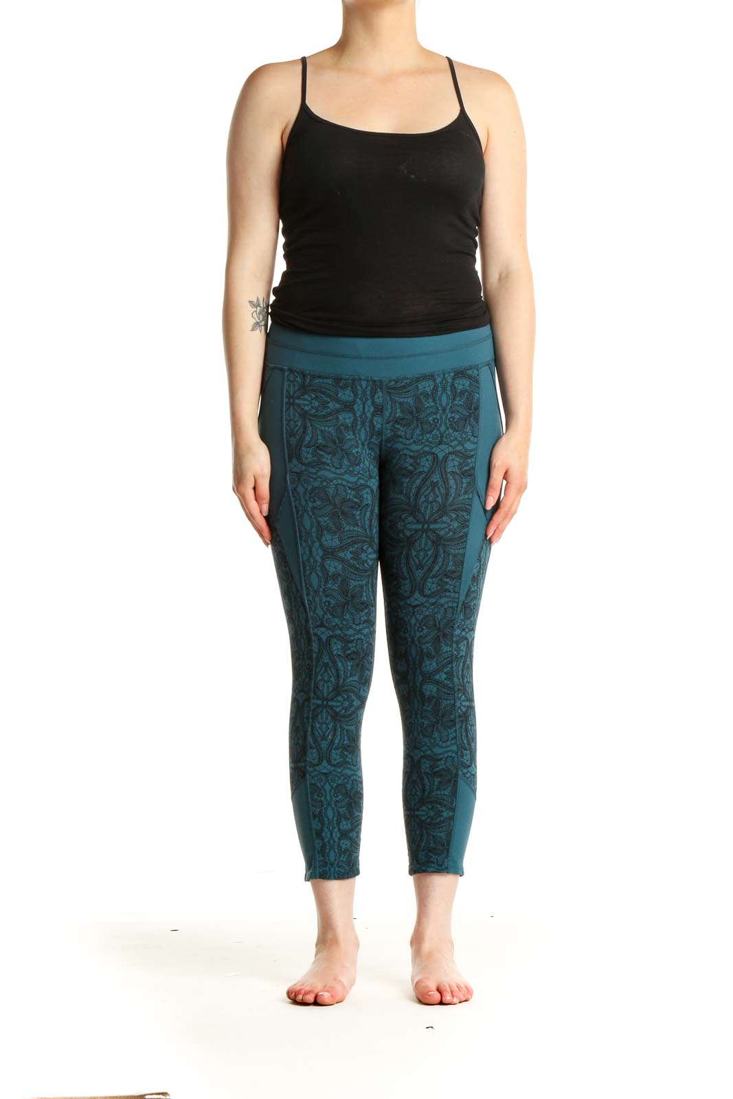 Blue Printed Activewear Leggings