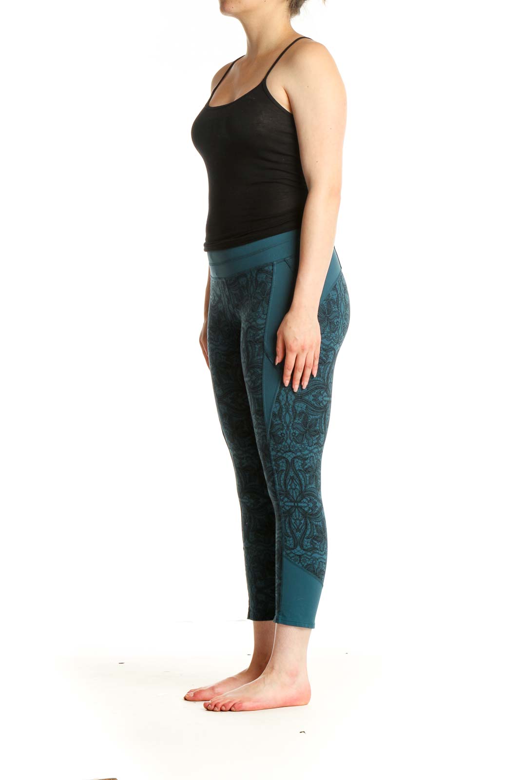 Blue Printed Activewear Leggings