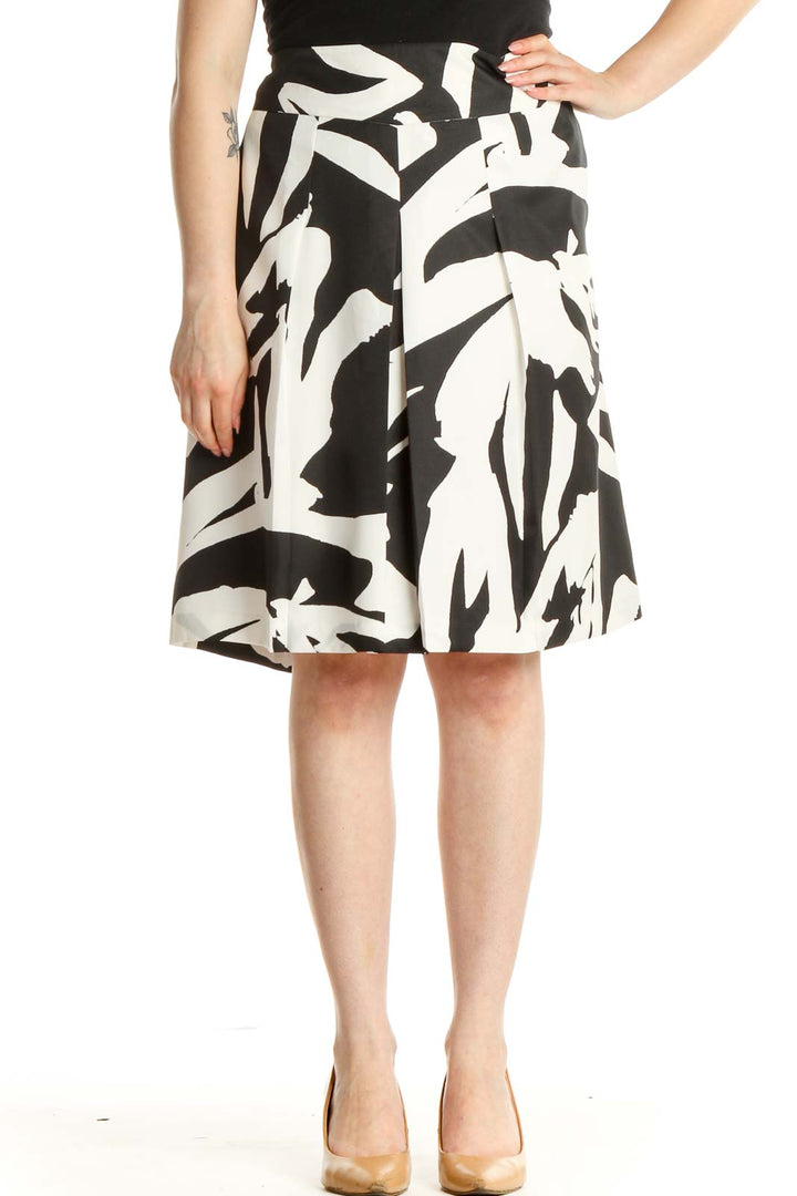 White Printed Brunch A-Line Skirt