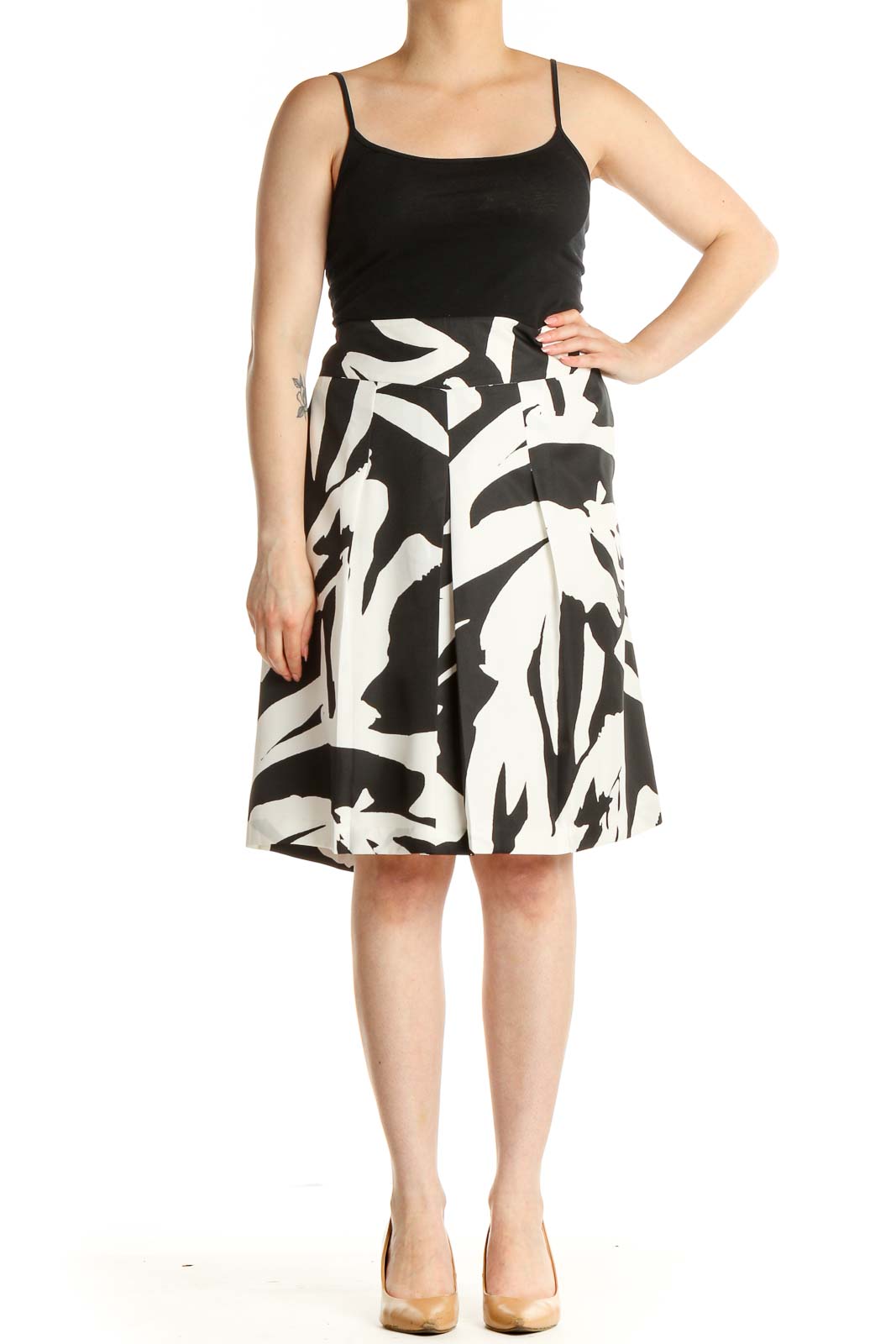 White Printed Brunch A-Line Skirt