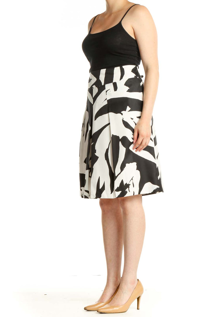 White Printed Brunch A-Line Skirt