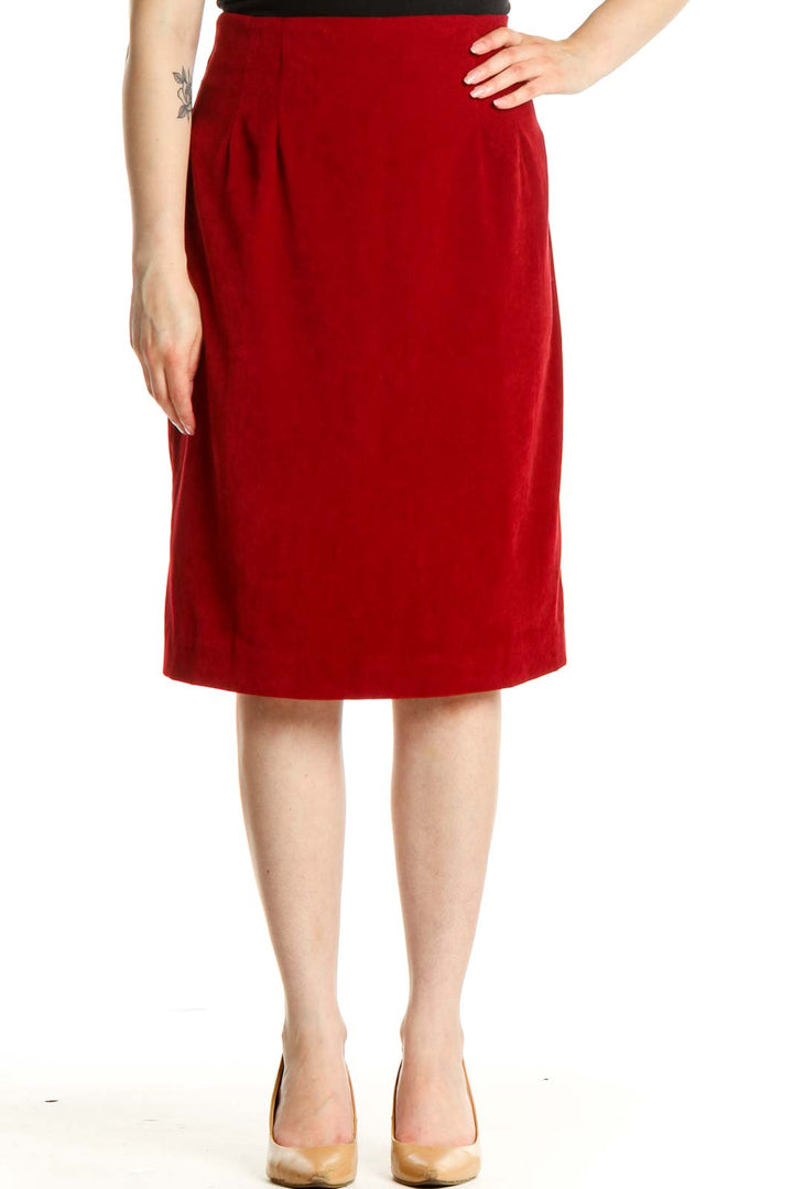 Red Classic Straight Skirt