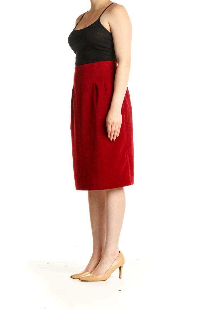 Red Classic Straight Skirt